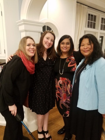 with Christy Wood (League of Women Voters), Heena Khatri (One America Votes), and Immaculate Ferreria (Community Leader)